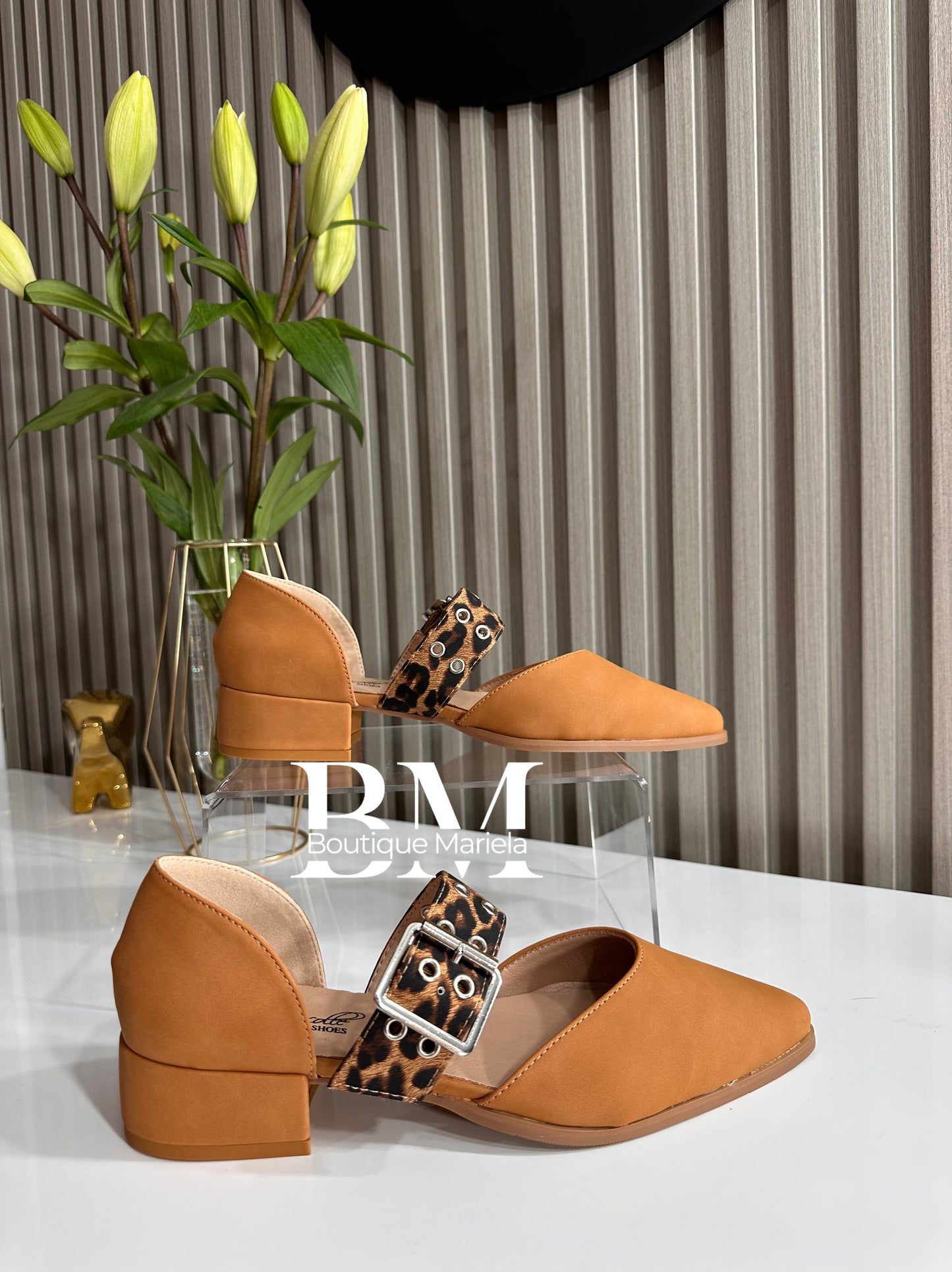 Zapatos Hebilla Print Camel