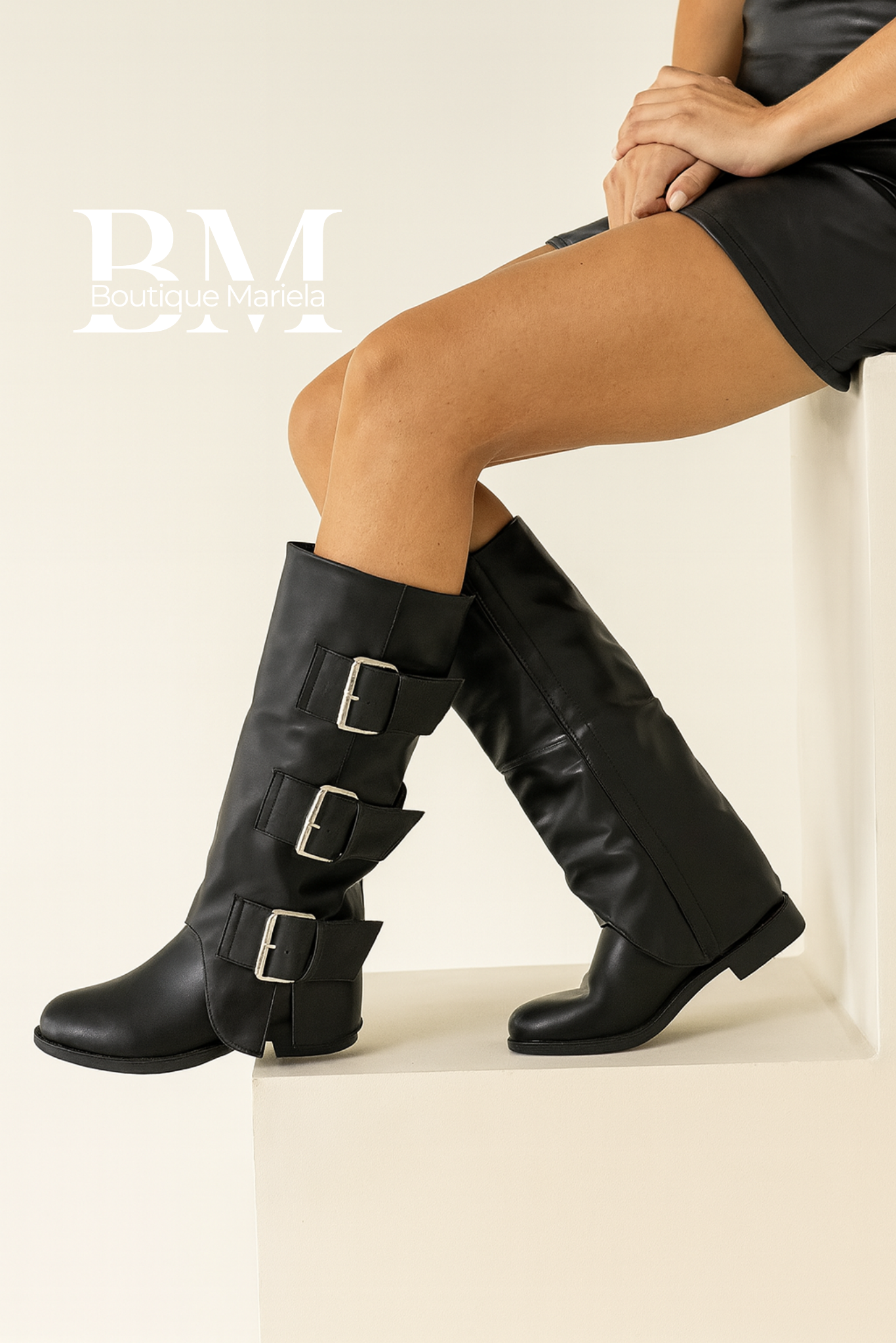 Botas Hebillas Taco Bajo