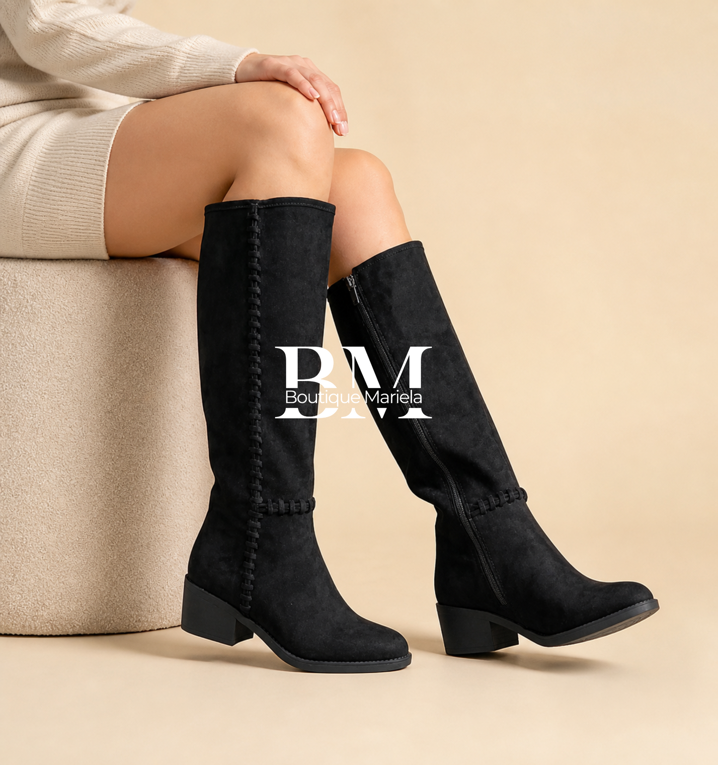 Botas Trenzadas Negro