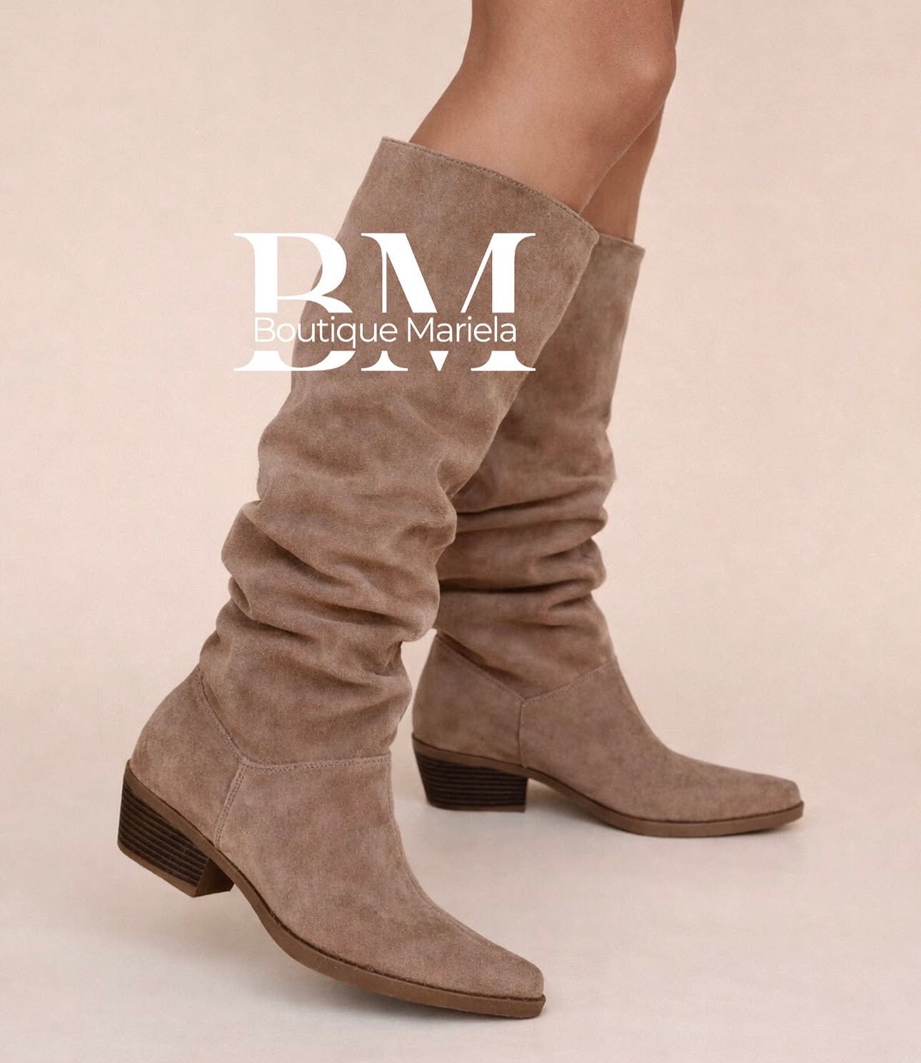 Botas Arrugadas Beige