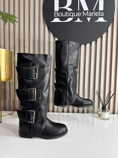 Botas Hebillas Taco Bajo