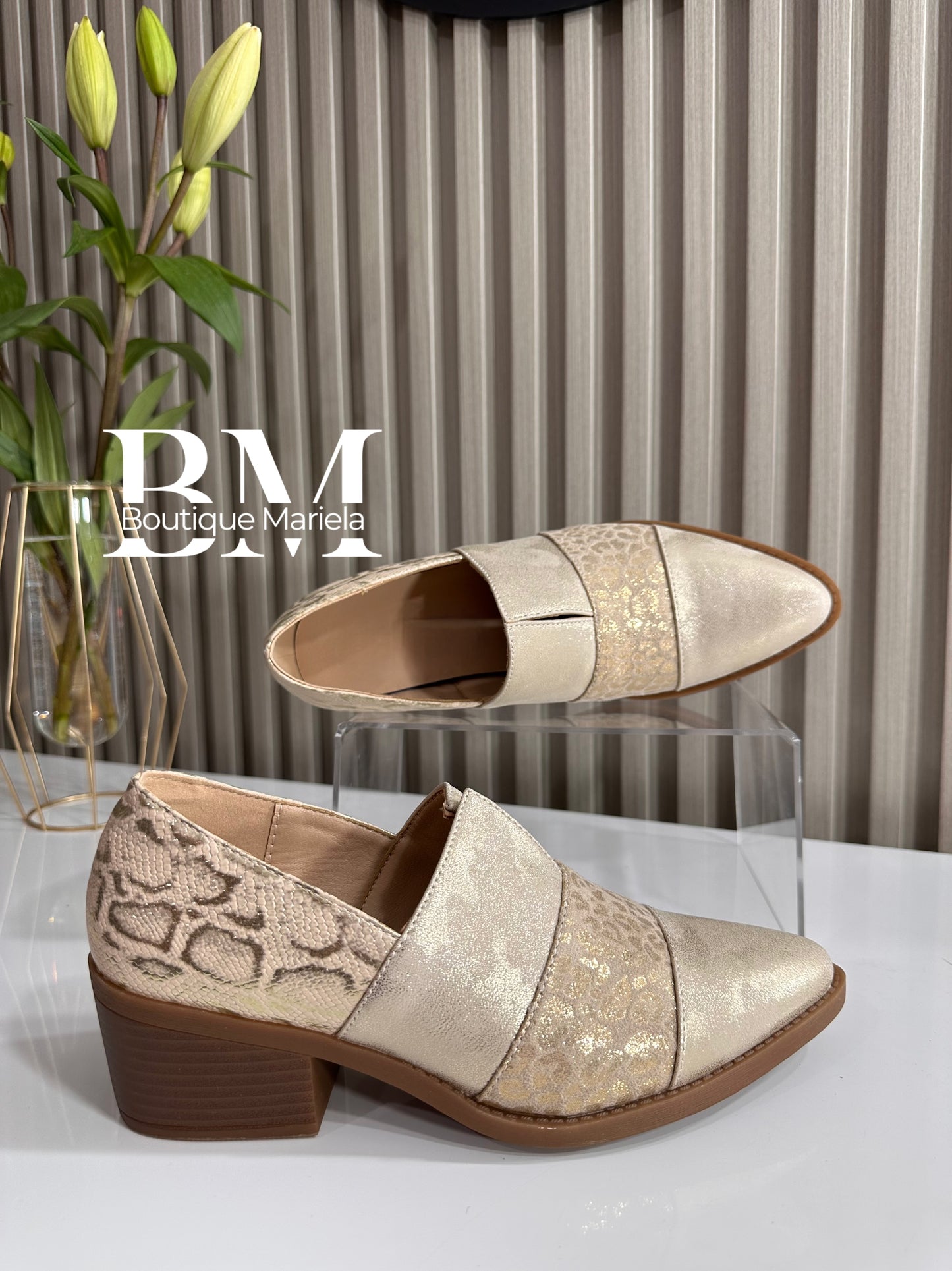 Zapatos Pitón Dorado