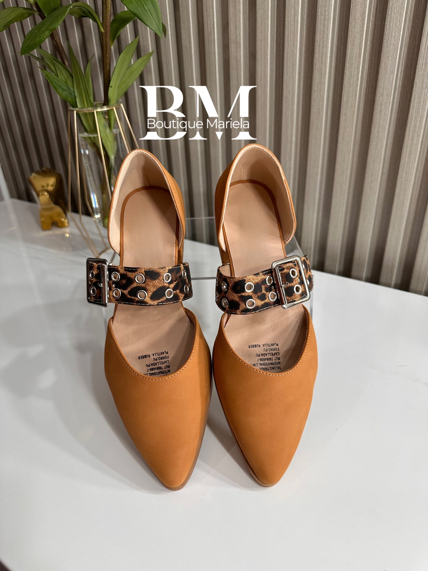 Zapatos Hebilla Print Camel