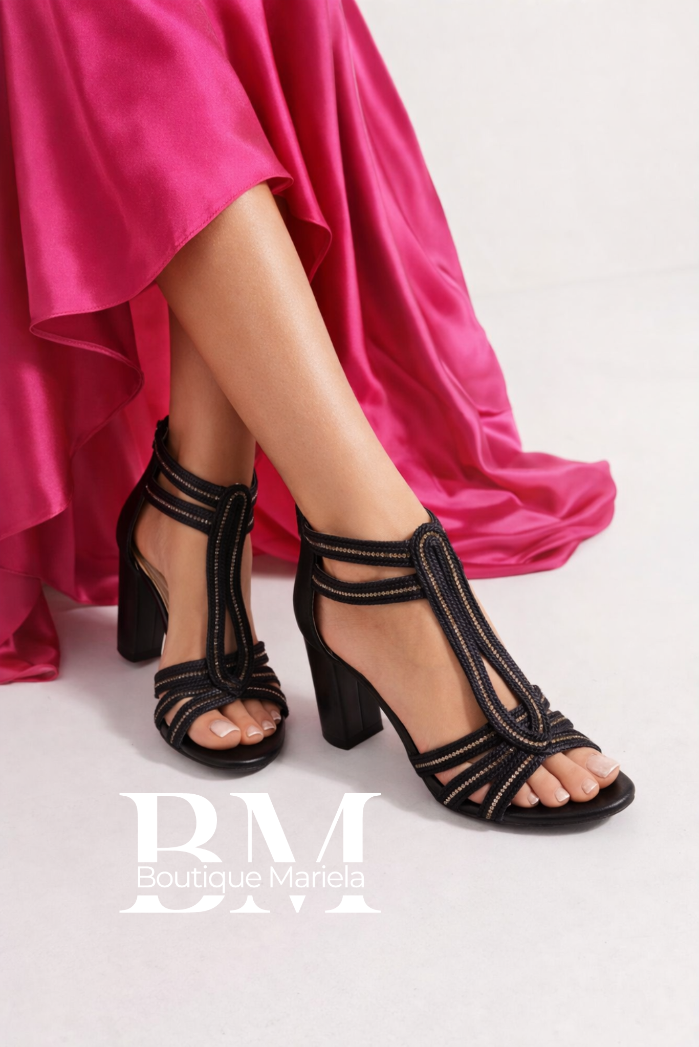 Sandalias Brillos Negros