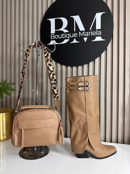 Cartera Camel print