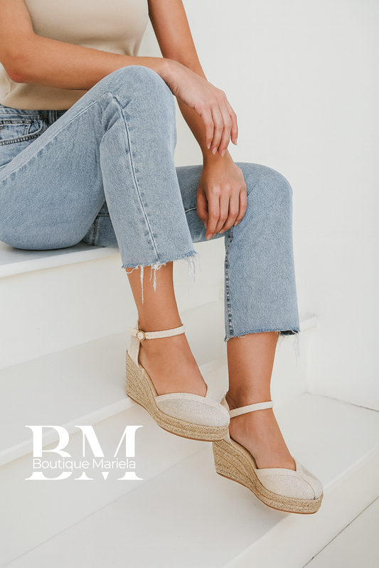 Sandalias Rafia Plata