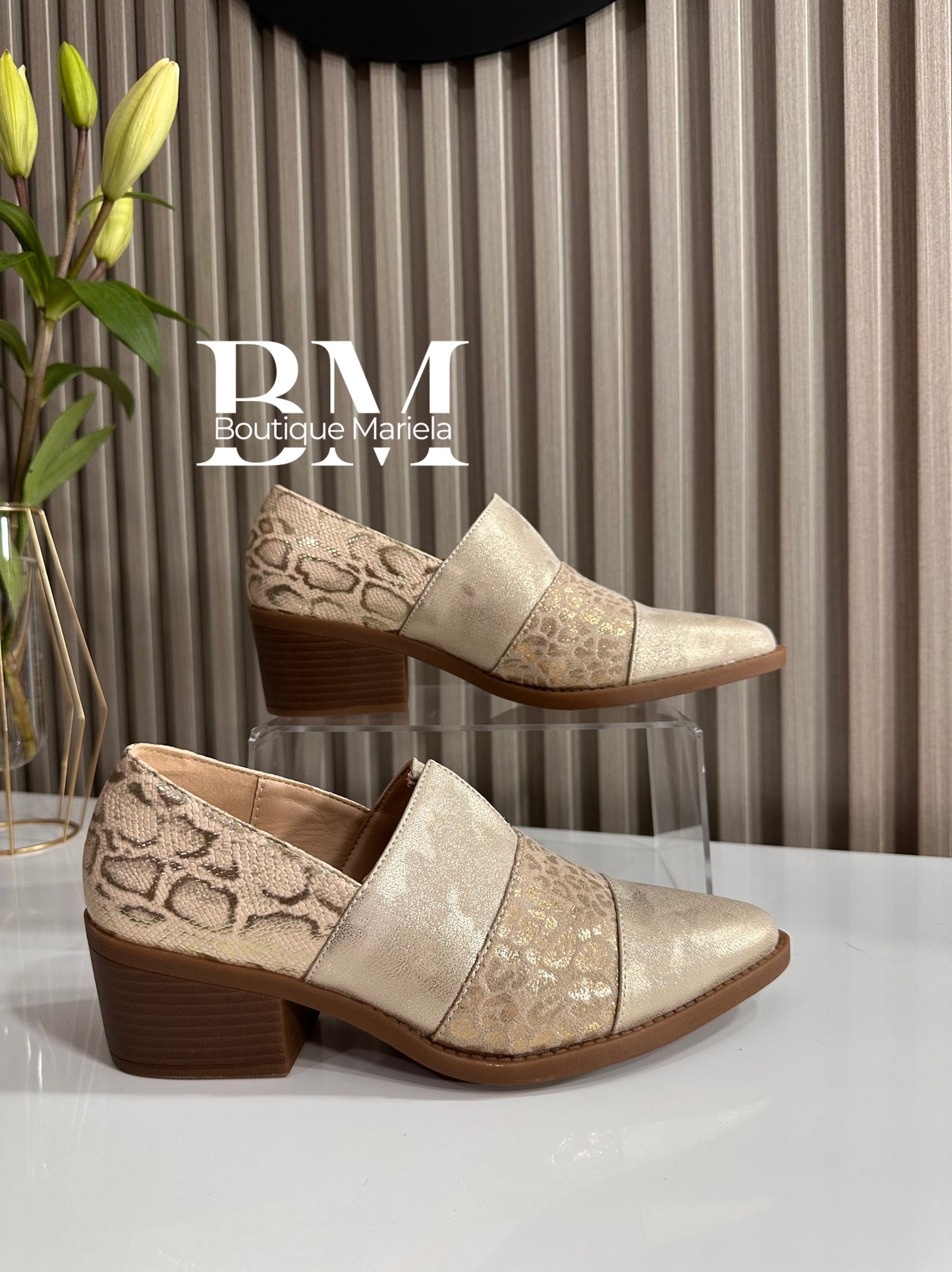 Zapatos Pitón Dorado