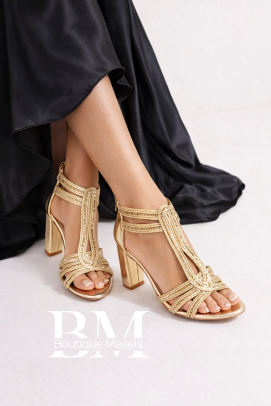 Sandalias Brillos Dorados