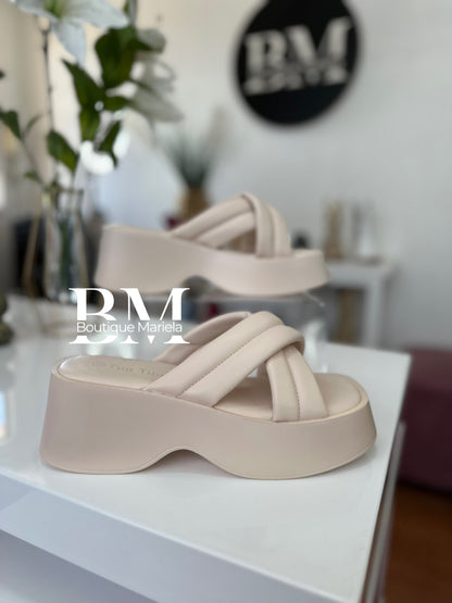 Sandalias Plataforma Beige