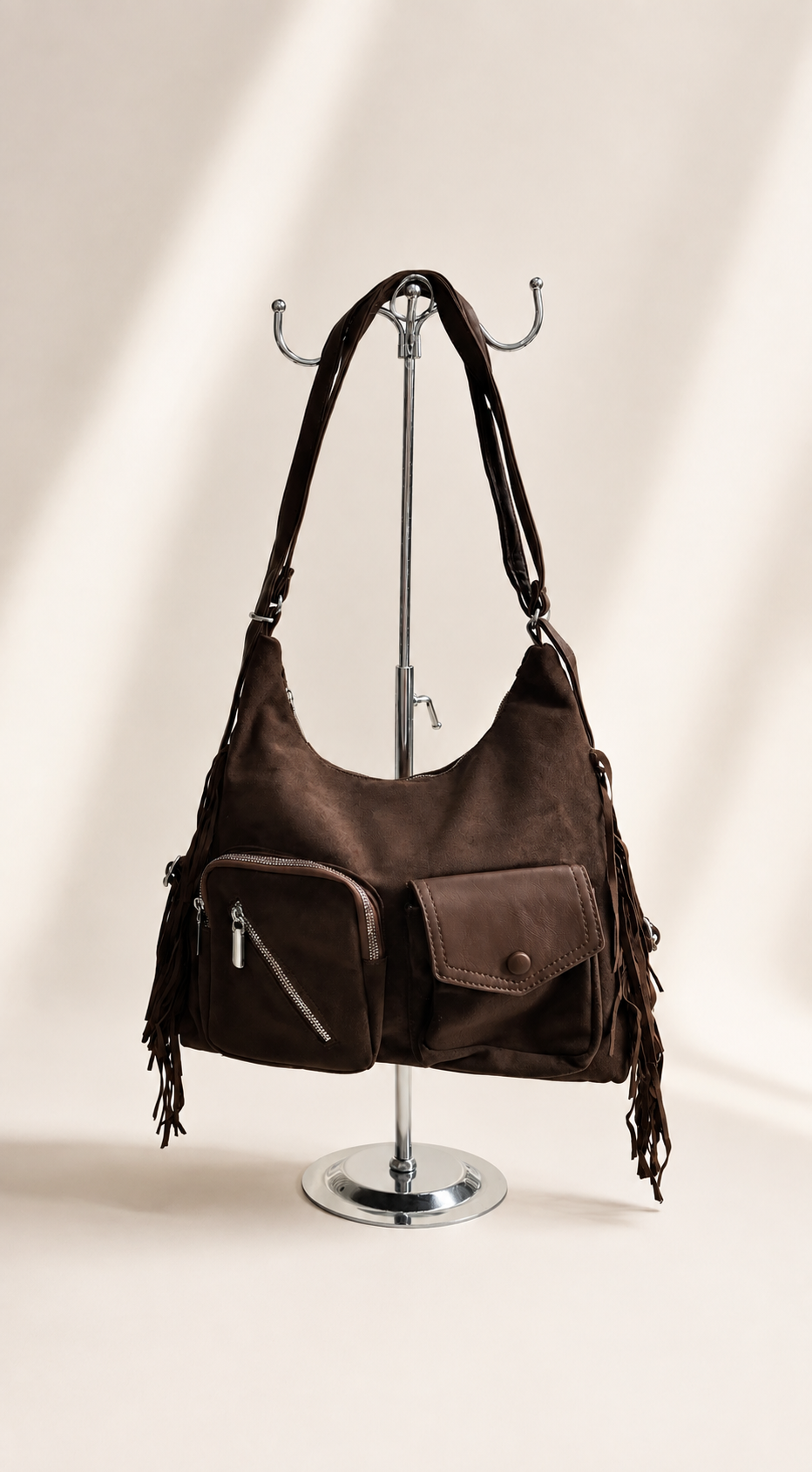 Cartera chocolate flecos