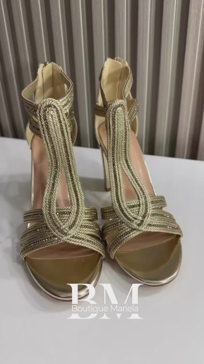 Sandalias Brillos Dorados