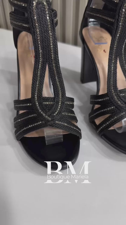 Sandalias Brillos Negros