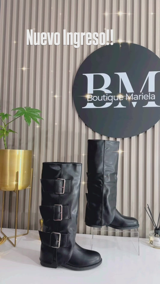 Botas Hebillas Taco Bajo