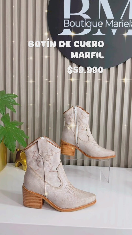 Botín cuero Marfil