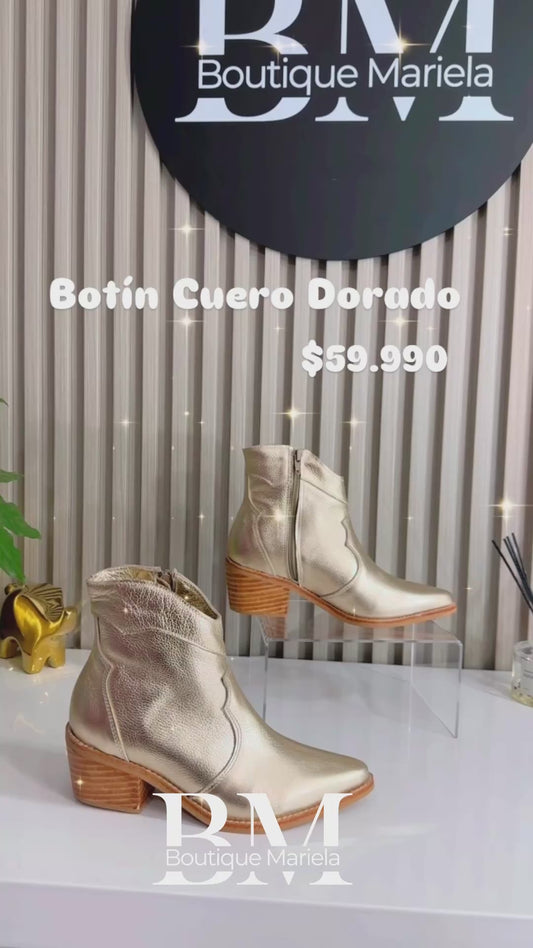 Botín Cuero Dorado